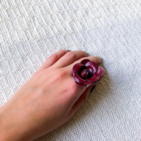 Faux Leather Rose Ring - Picture 2 of 8